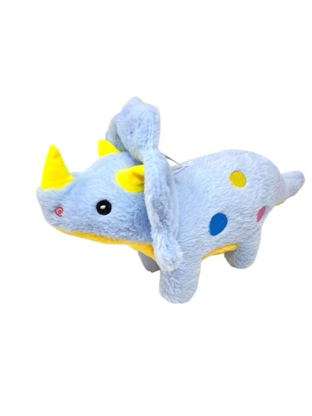 NWT Triceratops Plush Light Blue Polka Dots Stuffed Dinosaur Preowned